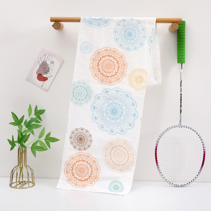 Jógás törölköző tiszta pamutból, lélegző, izzadságot felszívó, bőrbarát; 60 g, egyszálas fonal, 40 szál, nyomtatott gyártási folyamat, márka Pinhong