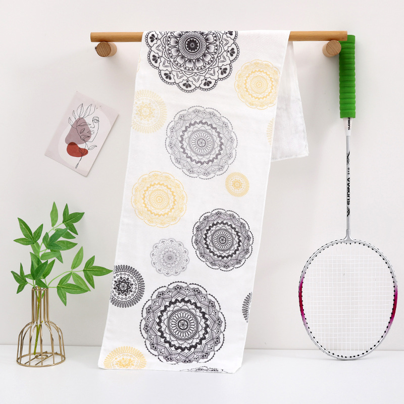 Jógás törölköző tiszta pamutból, lélegző, izzadságot felszívó, bőrbarát; 60 g, egyszálas fonal, 40 szál, nyomtatott gyártási folyamat, márka Pinhong