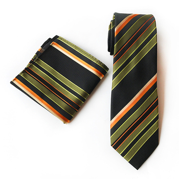 Σετ γραβάτας και χαρτομάντιλου τσέπης, ζακάρ πολυεστέρας, φλοράλ μοτίβο, αντρικό στυλ