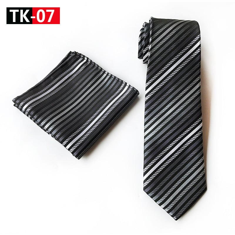 Σετ γραβάτας και χαρτομάντιλου τσέπης, ζακάρ πολυεστέρας, φλοράλ μοτίβο, αντρικό στυλ