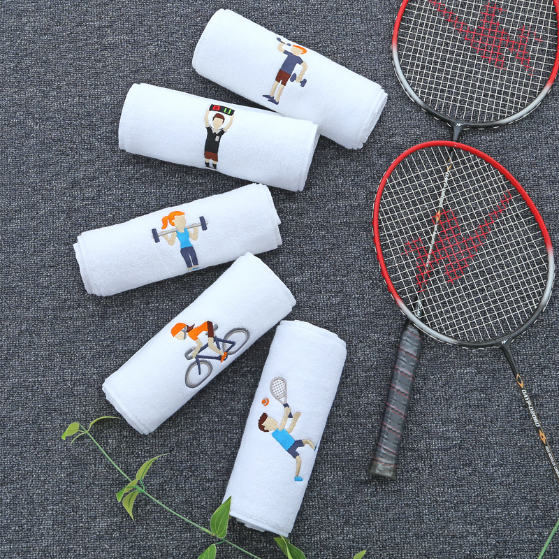 Prilagodljivi pamučni sportski ručnik s tiskanim logom, izvezen, 110 g, upijanje 11–15 s
