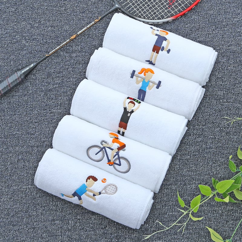 Prilagodljivi pamučni sportski ručnik s tiskanim logom, izvezen, 110 g, upijanje 11–15 s