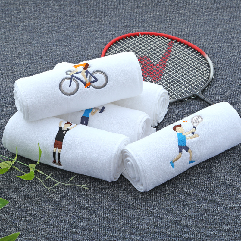 Prilagodljivi pamučni sportski ručnik s tiskanim logom, izvezen, 110 g, upijanje 11–15 s