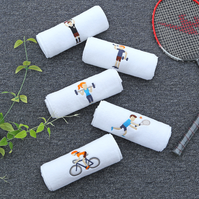 Prilagodljivi pamučni sportski ručnik s tiskanim logom, izvezen, 110 g, upijanje 11–15 s