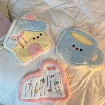 Kéztörlő korall fleece-ből, vastított, hímzett, 32 szálú, 30 g alatt, nedvszívó, gyorsan száradó, konyhai használatra