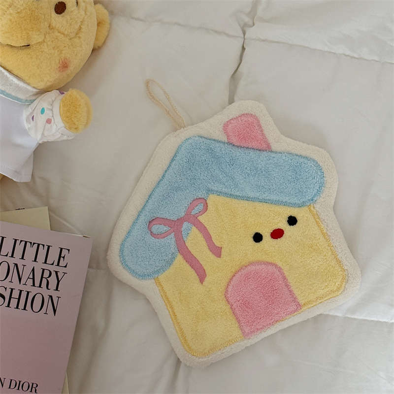 Kéztörlő korall fleece-ből, vastított, hímzett, 32 szálú, 30 g alatt, nedvszívó, gyorsan száradó, konyhai használatra