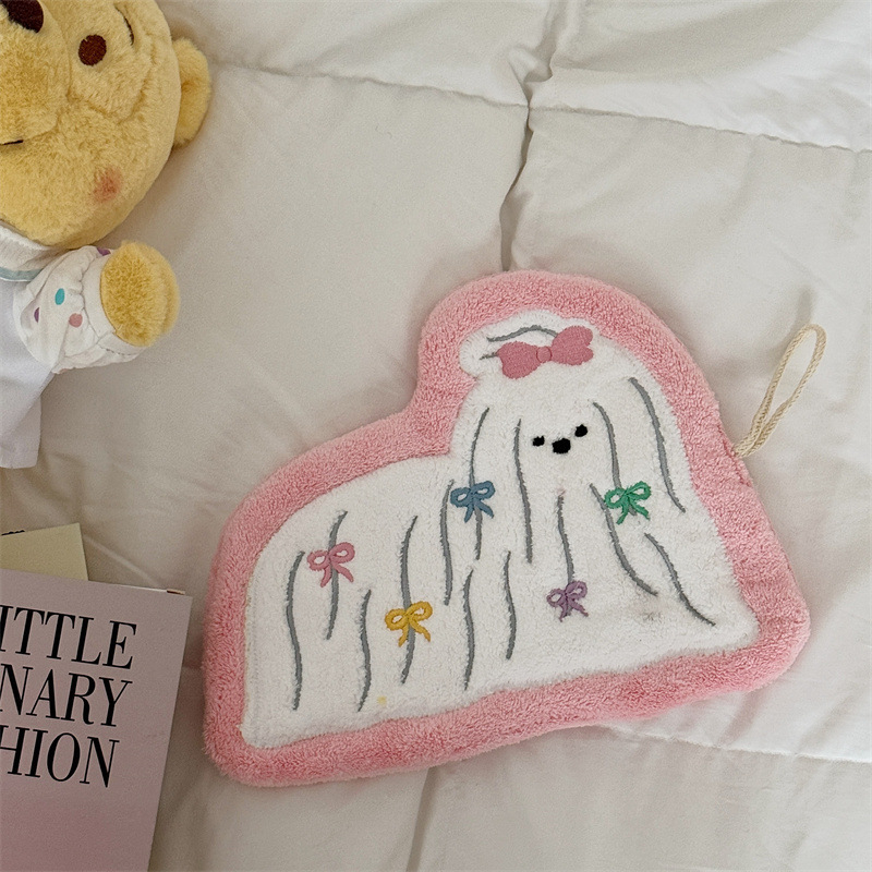 Kéztörlő korall fleece-ből, vastított, hímzett, 32 szálú, 30 g alatt, nedvszívó, gyorsan száradó, konyhai használatra