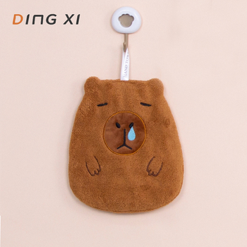 Kéztörlő aranyos kapibara mintával, korall fleece, 30–50 g, 150d, hímzés