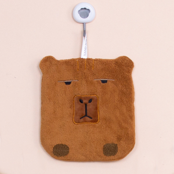 Kéztörlő aranyos kapibara mintával, korall fleece, 30–50 g, 150d, hímzés