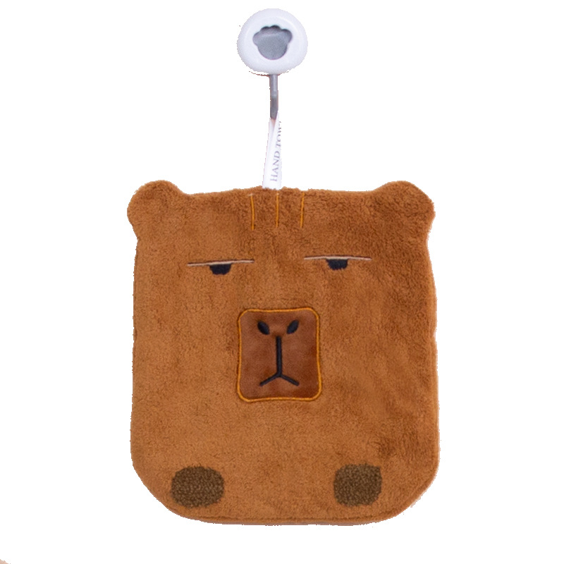 Kéztörlő aranyos kapibara mintával, korall fleece, 30–50 g, 150d, hímzés