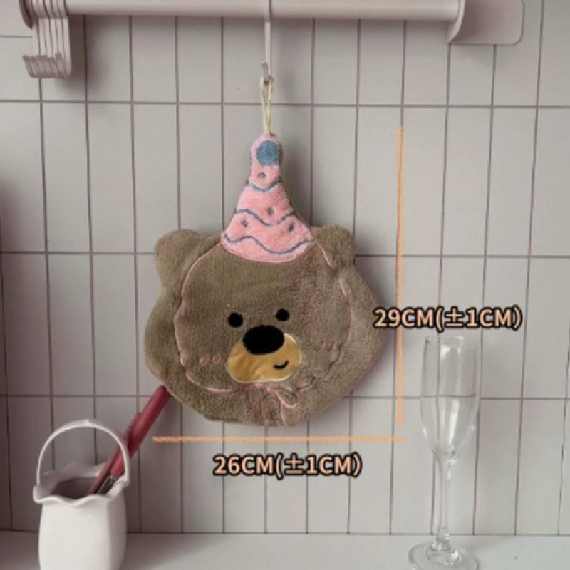 Kéztörlő rajzolt állati mintával, korall plüss, 150D szál, szegélyezés