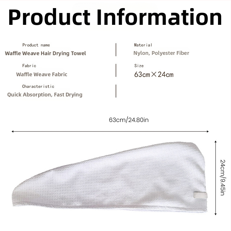 Καπελάκι στεγνώματος μαλλιών Saint chun από waffle ύφασμα, προσαρμοστικό, 60 νήματα, 100–119 γρ