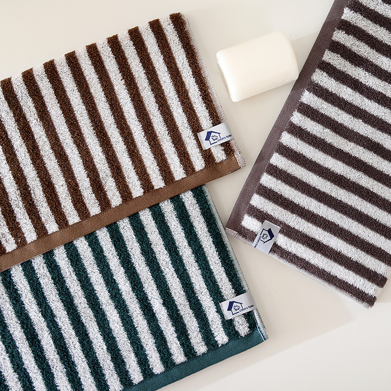 Japanski stil prugasti ručnik od 100% pamuka – ručnik za lice i ruke, ravno pleteno (Plain weave), 80–100 g, Kanghao