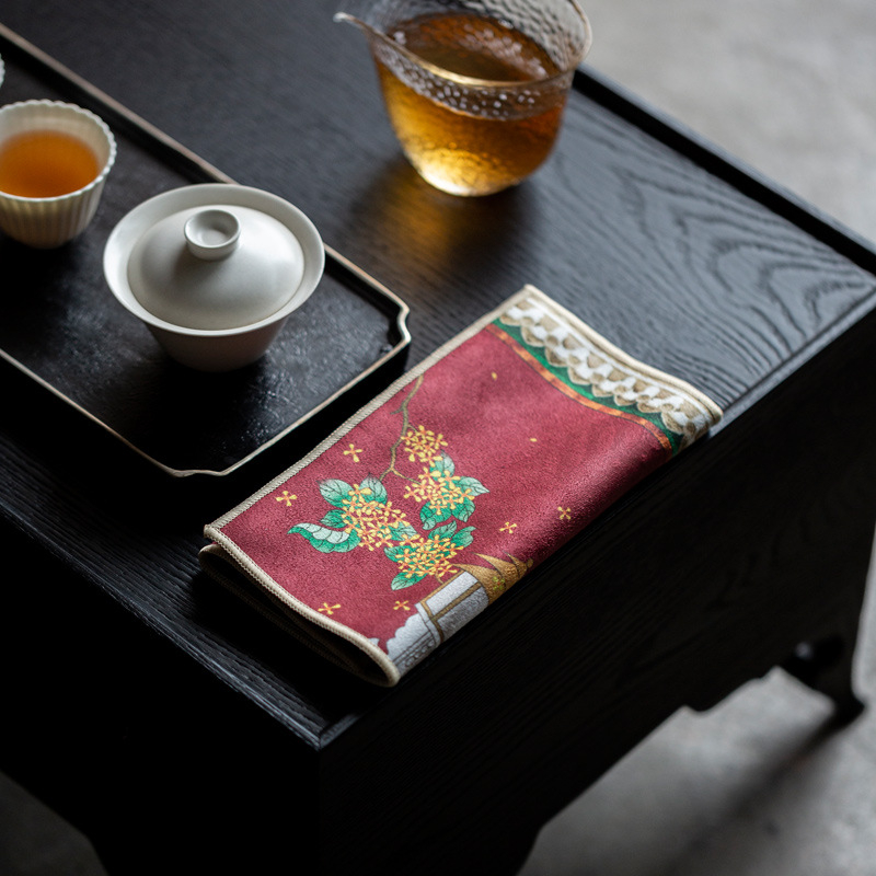 Prosop de ceai, stil retro, absorbant, inspirație Zen, țesătură dreptunghiulară