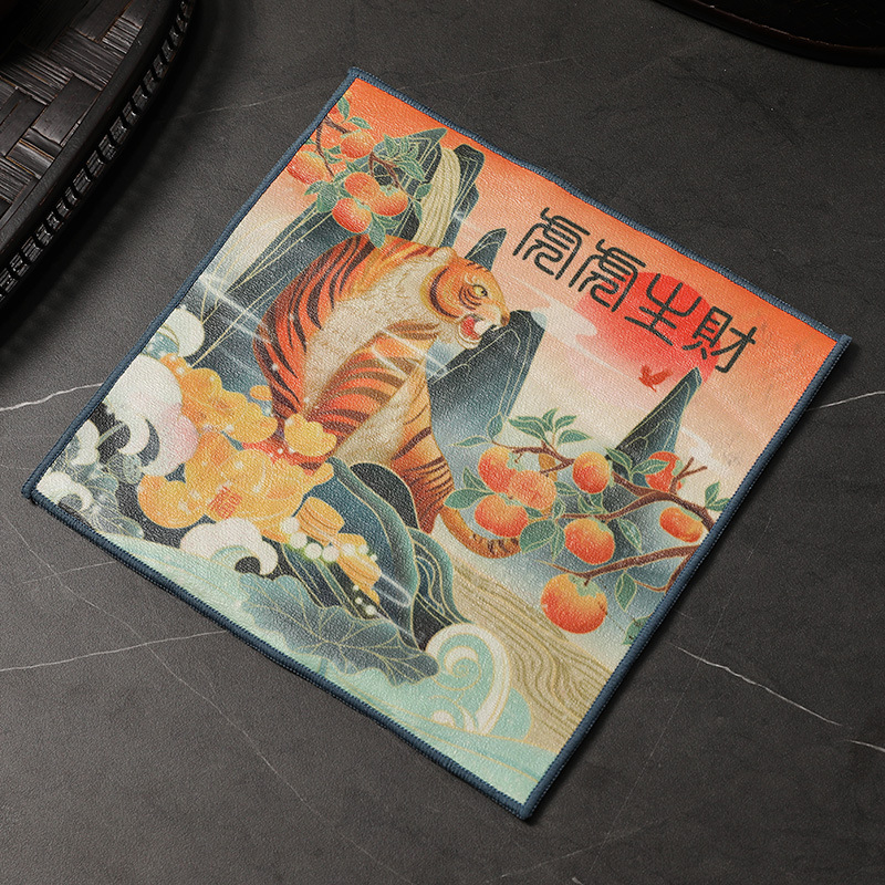 Πετσέτα για τσάι και πατάκι τσαγιού, αδιάβροχο ύφασμα, με εκτυπωμένο λογότυπο, υψηλής ποιότητας, στυλ εθνικού ύφους