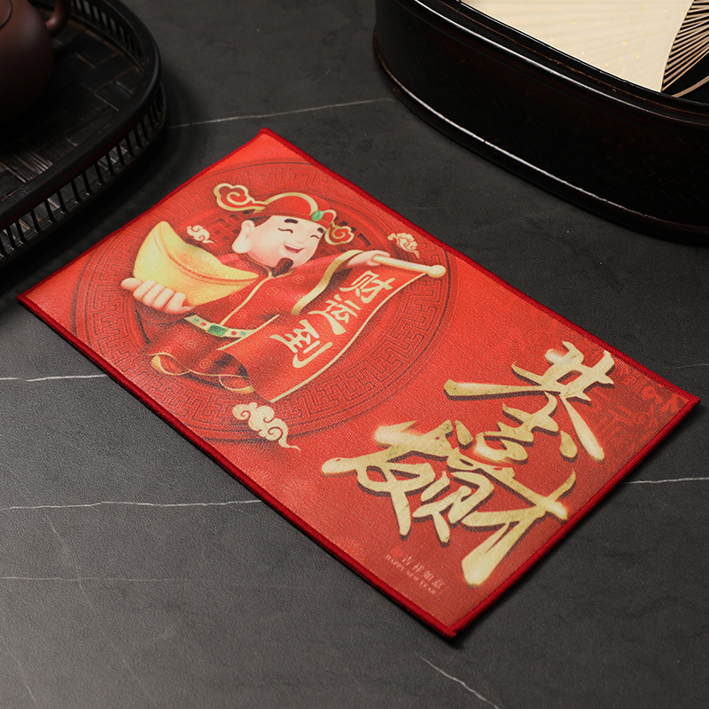 Πετσέτα για τσάι και πατάκι τσαγιού, αδιάβροχο ύφασμα, με εκτυπωμένο λογότυπο, υψηλής ποιότητας, στυλ εθνικού ύφους