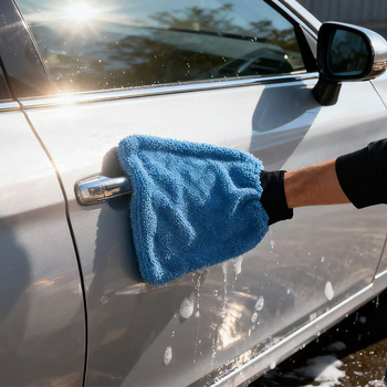 Mănuși de curățare auto cu țesătură absorbentă îngroșată și motif torsionat – absorbție puternică a apei, 60 g, margine cusută, personalizare și imprimare logo disponibile