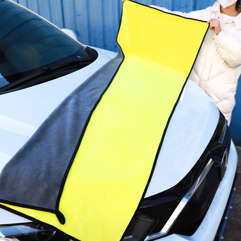 Prosop de curățare auto, față dublă din fleece coral, absorbent și gros, din fibre ultra-fine (Material: fibre ultra-fine)