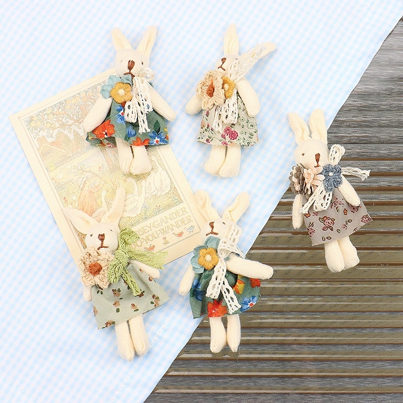 Accesorii din material textil pentru păpușă cu iepuraș dantelat, fabricat manual, rochie florală, model cățeluș, stil IN
