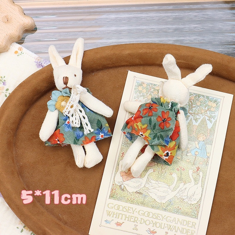 Accesorii din material textil pentru păpușă cu iepuraș dantelat, fabricat manual, rochie florală, model cățeluș, stil IN