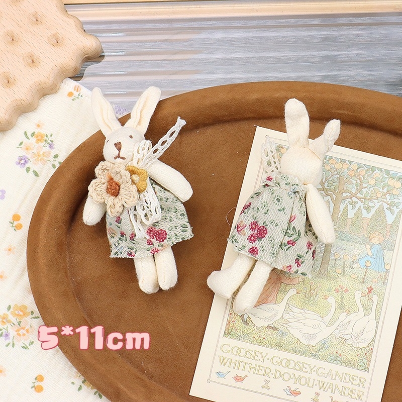 Accesorii din material textil pentru păpușă cu iepuraș dantelat, fabricat manual, rochie florală, model cățeluș, stil IN