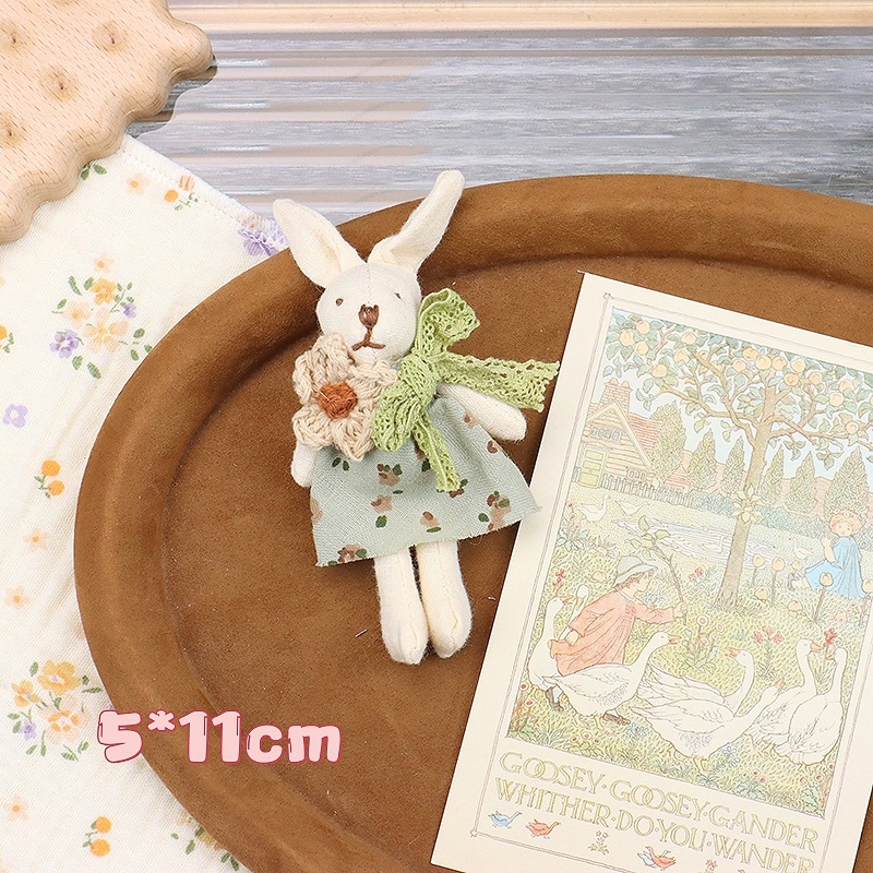 Accesorii din material textil pentru păpușă cu iepuraș dantelat, fabricat manual, rochie florală, model cățeluș, stil IN