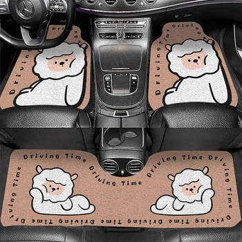 Комплект подложки за пода на автомобил, три части - PVC материал, карикатурен принт, специална форма, изработка със сатенен кръг, персонализируеми