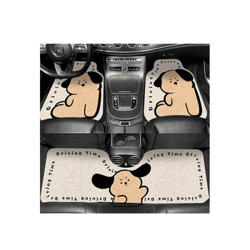 Комплект подложки за пода на автомобил, три части - PVC материал, карикатурен принт, специална форма, изработка със сатенен кръг, персонализируеми