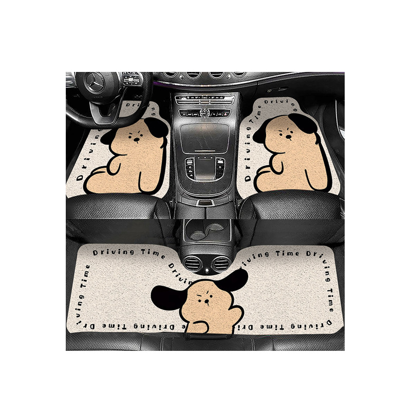 Комплект подложки за пода на автомобил, три части - PVC материал, карикатурен принт, специална форма, изработка със сатенен кръг, персонализируеми
