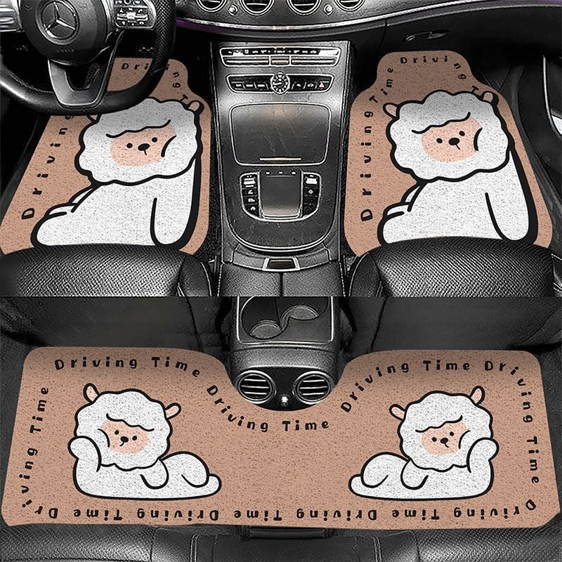 Комплект подложки за пода на автомобил, три части - PVC материал, карикатурен принт, специална форма, изработка със сатенен кръг, персонализируеми