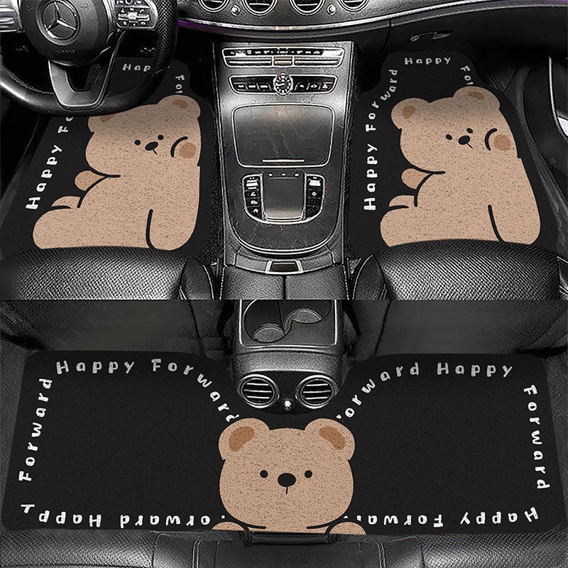 Комплект подложки за пода на автомобил, три части - PVC материал, карикатурен принт, специална форма, изработка със сатенен кръг, персонализируеми