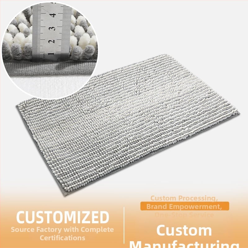 Комплект chenille подложки за хол и спалня, полиестер, правоъгълни, шарки: райета и едноцветни, противохлъзгащи, машинно пране, абсорбиращи, модерен минималистичен стил