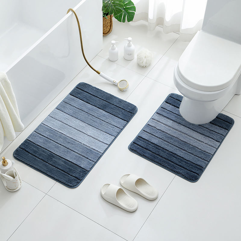 Комплект неплъзгащи се килими за баня и вход, квадратни, шарка: ивици или едноцветни, полиуретанов еластичен спандекс, флокирано и тъкано, миещи се