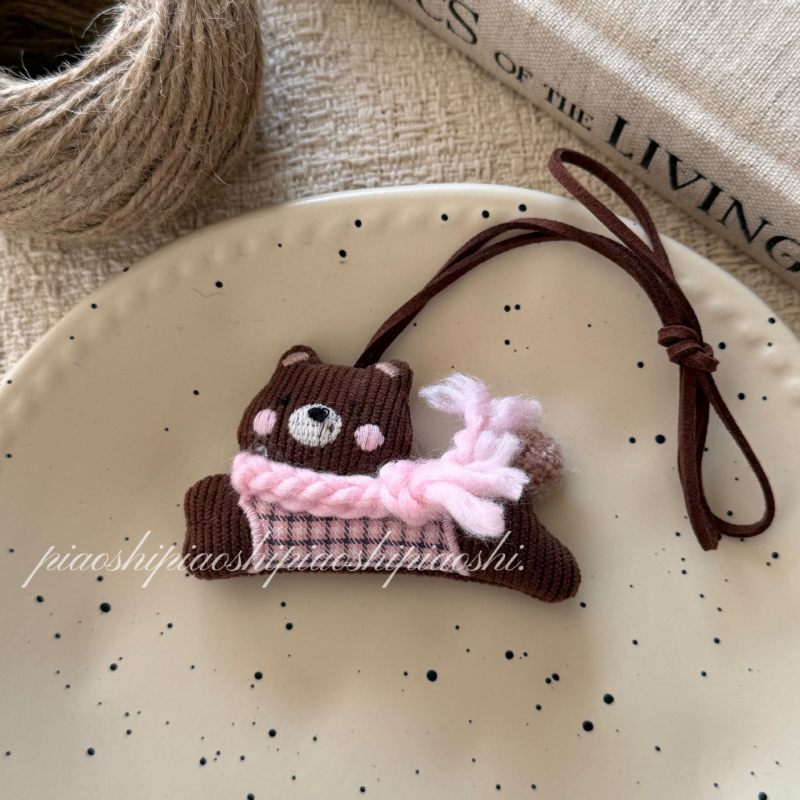 Colier din țesătură pentru copii, cu iepuraș și cățeluș, în stil desen animat, umplut cu bumbac, cu lanț extensibil de 11 cm+