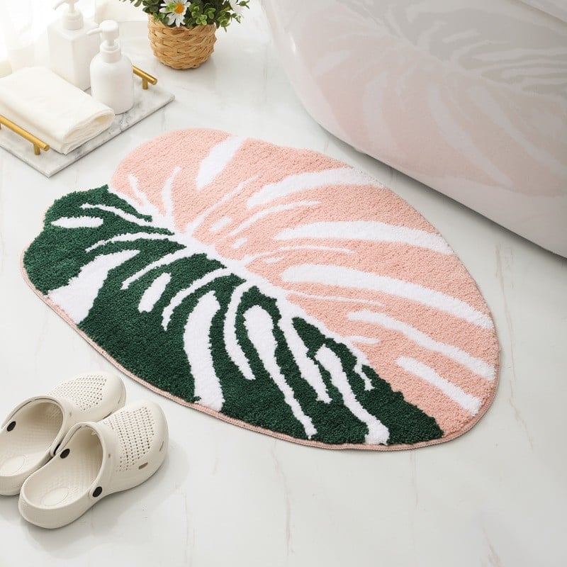 Листоподобен входен килим за врата, полиестерни влакна, INS стил, за всекидневна, спалня и баня