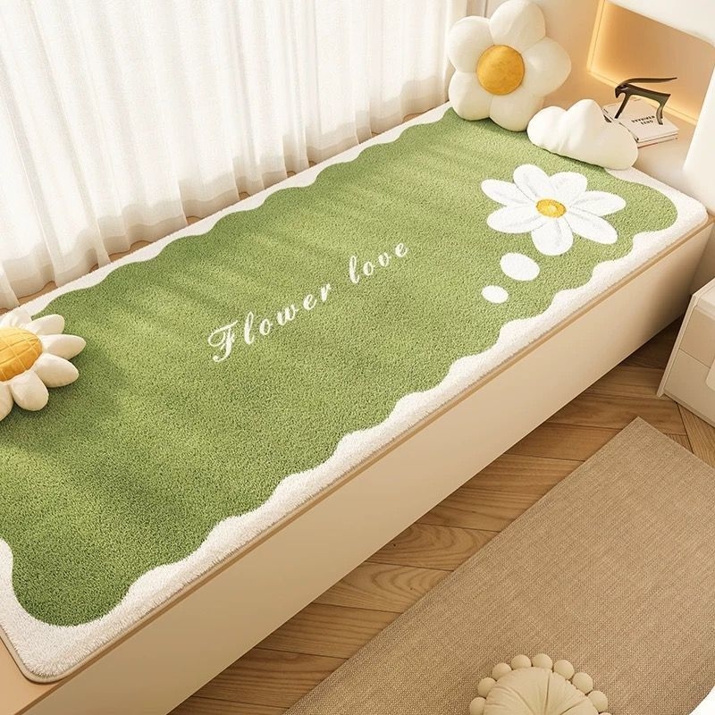 Плюшен прозоречен мат в стил Инс, правоъгълна форма, модел райета/солиден/карикатура, миещ се