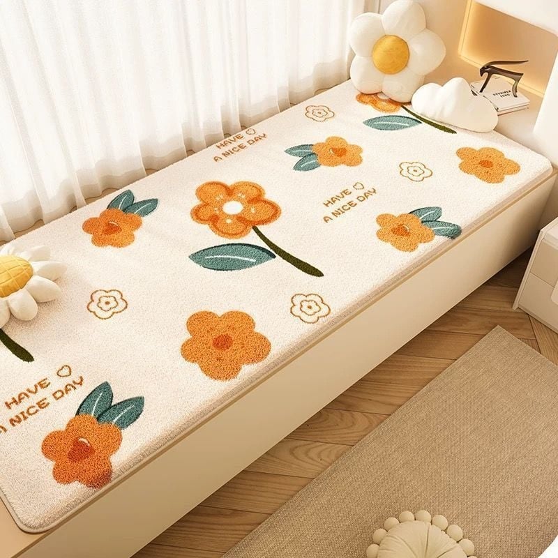 Плюшен прозоречен мат в стил Инс, правоъгълна форма, модел райета/солиден/карикатура, миещ се