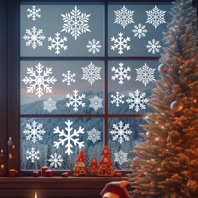 Прозоречни стикери за стъкло с мотив снежинка, двустранни електростатични лепенки, PVC, 1 бр., декоративни за хол и спалня