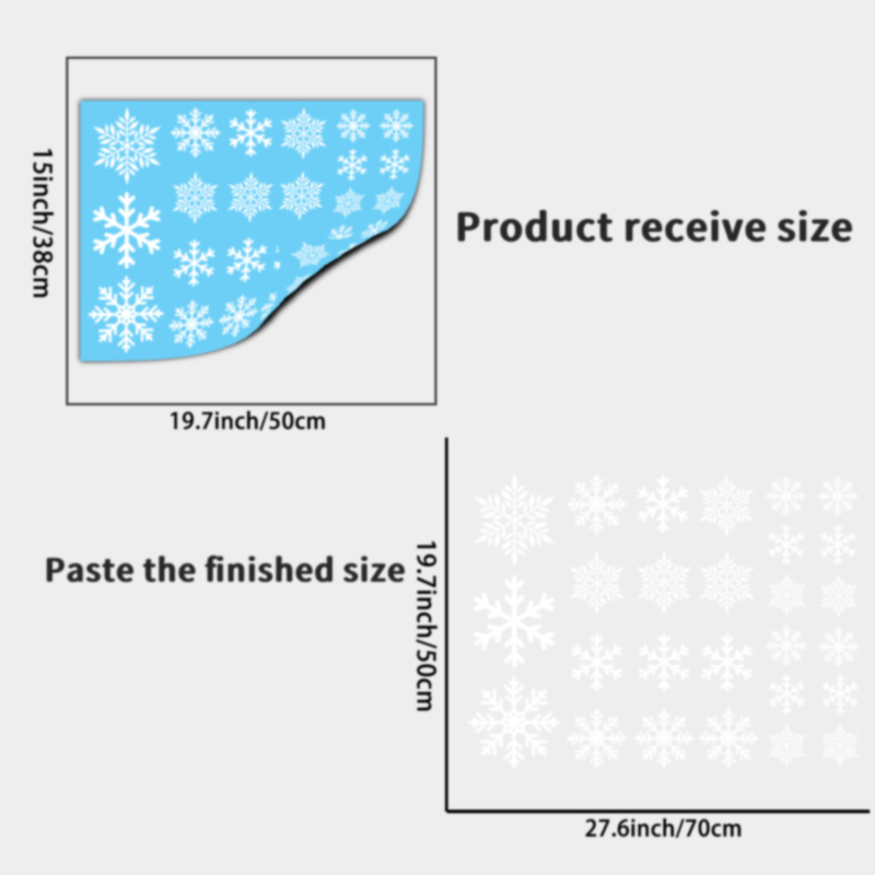 Прозоречни стикери за стъкло с мотив снежинка, двустранни електростатични лепенки, PVC, 1 бр., декоративни за хол и спалня