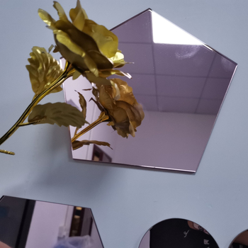 Акрилен огледален стенен стикер, сърцевидно-шестоъгълен дизайн, антибактериален и против мухъл, водоустойчив, за дневна, спалня, кабинет, ресторант, баня, антре