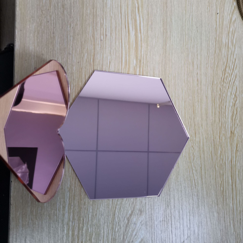 Акрилен огледален стенен стикер, сърцевидно-шестоъгълен дизайн, антибактериален и против мухъл, водоустойчив, за дневна, спалня, кабинет, ресторант, баня, антре