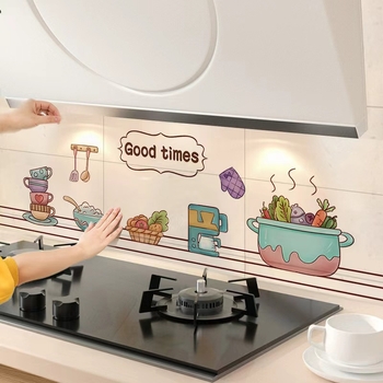PVC стенен стикер за кухнята – карикатурен модел, маслоустойчив, антистатичен и водоустойчив