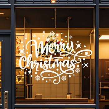 Etichete electrostatice din PVC pentru sticlă – stil Nordic, motiv Binecuvântarea Crăciunului