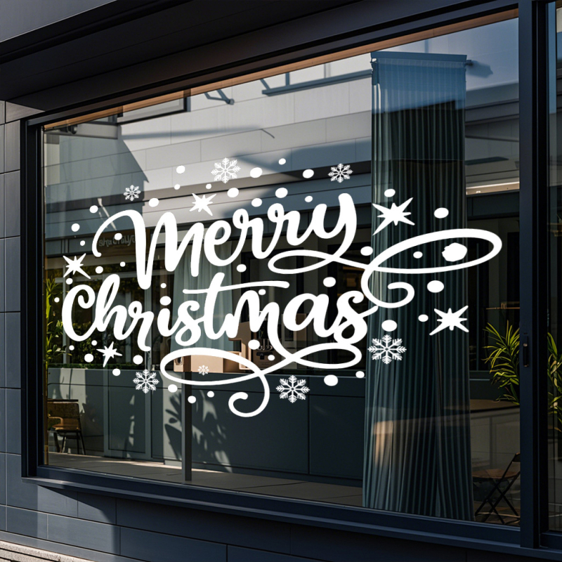 Etichete electrostatice din PVC pentru sticlă – stil Nordic, motiv Binecuvântarea Crăciunului