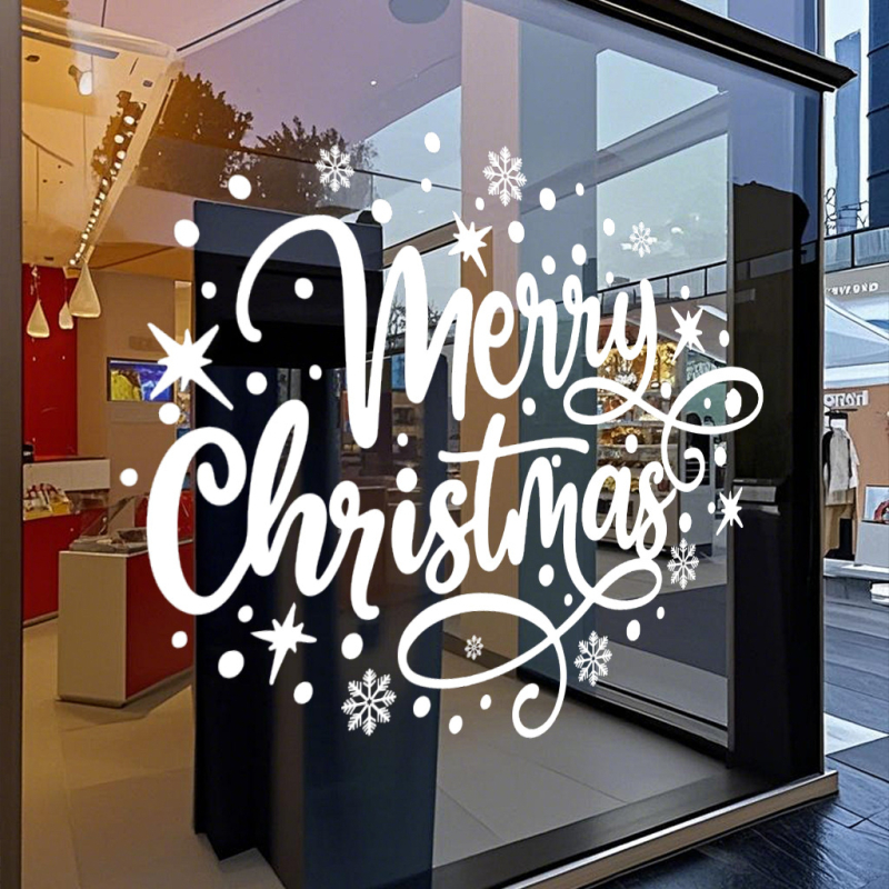 Etichete electrostatice din PVC pentru sticlă – stil Nordic, motiv Binecuvântarea Crăciunului