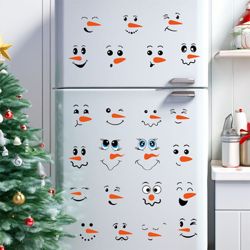 PVC самозалепващи стенни стикери със снежен човек – набор от 4 части, карикатурни изрази, декоративни стенни декорации