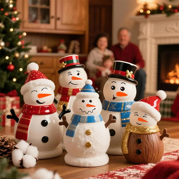 PVC самозалепващи стенни стикери със снежен човек – набор от 4 части, карикатурни изрази, декоративни стенни декорации