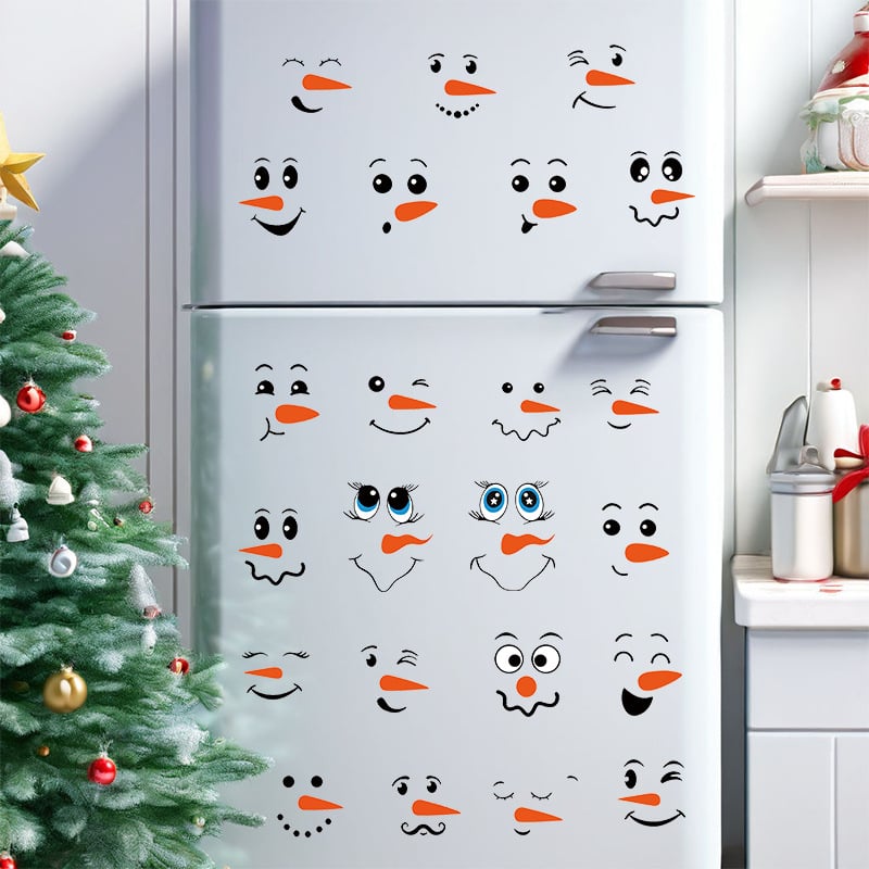 PVC самозалепващи стенни стикери със снежен човек – набор от 4 части, карикатурни изрази, декоративни стенни декорации