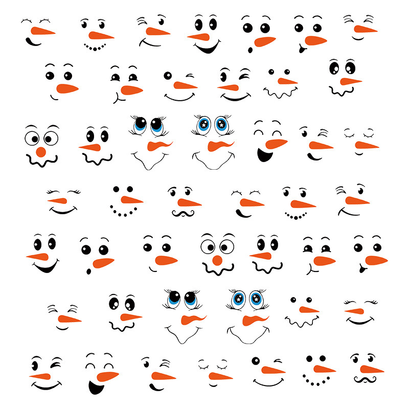 PVC самозалепващи стенни стикери със снежен човек – набор от 4 части, карикатурни изрази, декоративни стенни декорации