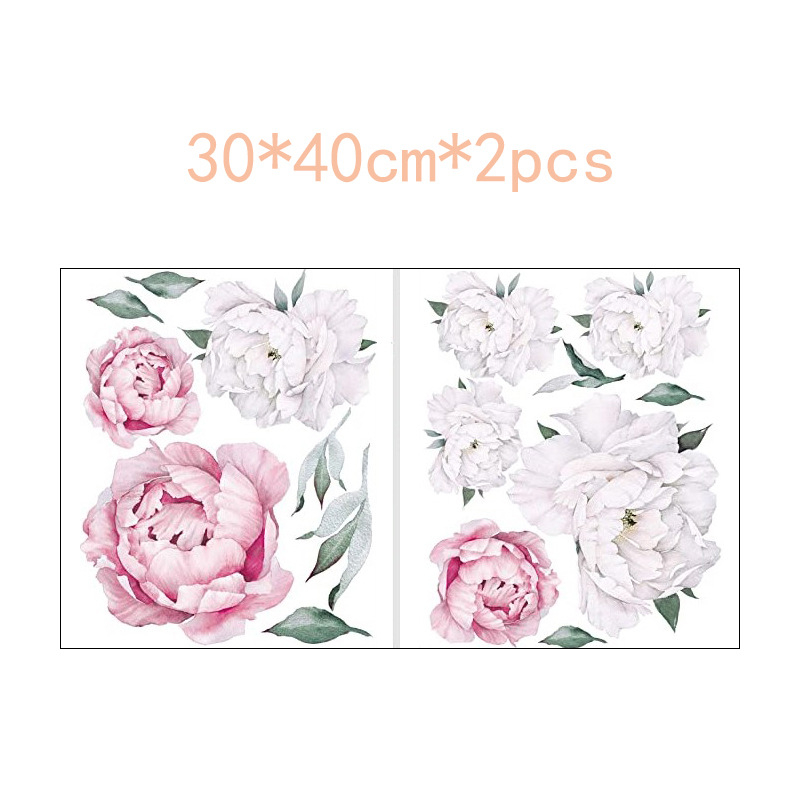 PVC стенен стикер с композиция от пионови цветя, премахваема, водоустойчив, едно парче, за всекидневна и спалня, модерен минималистичен стил